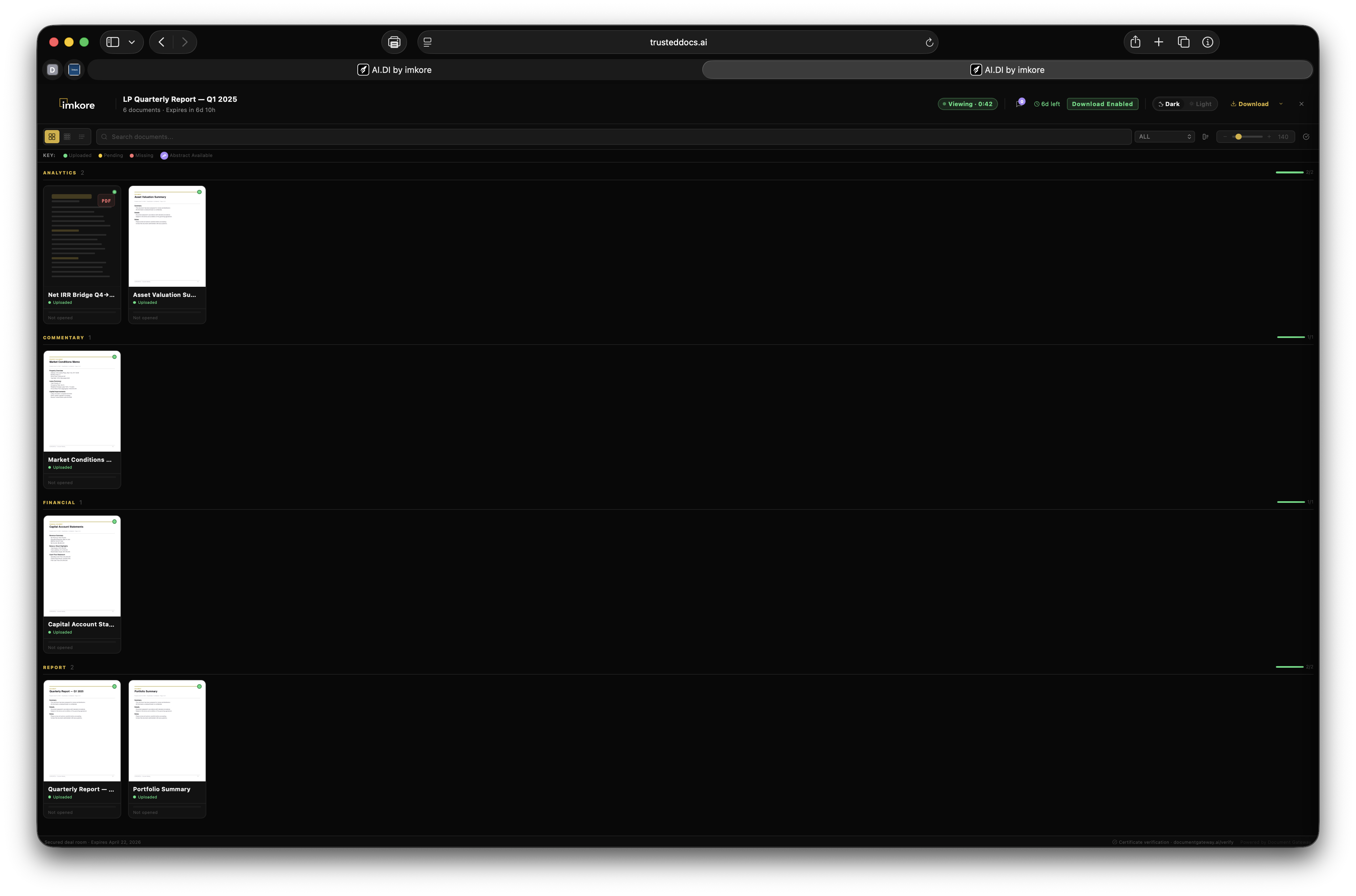 Counterparty viewer with categories