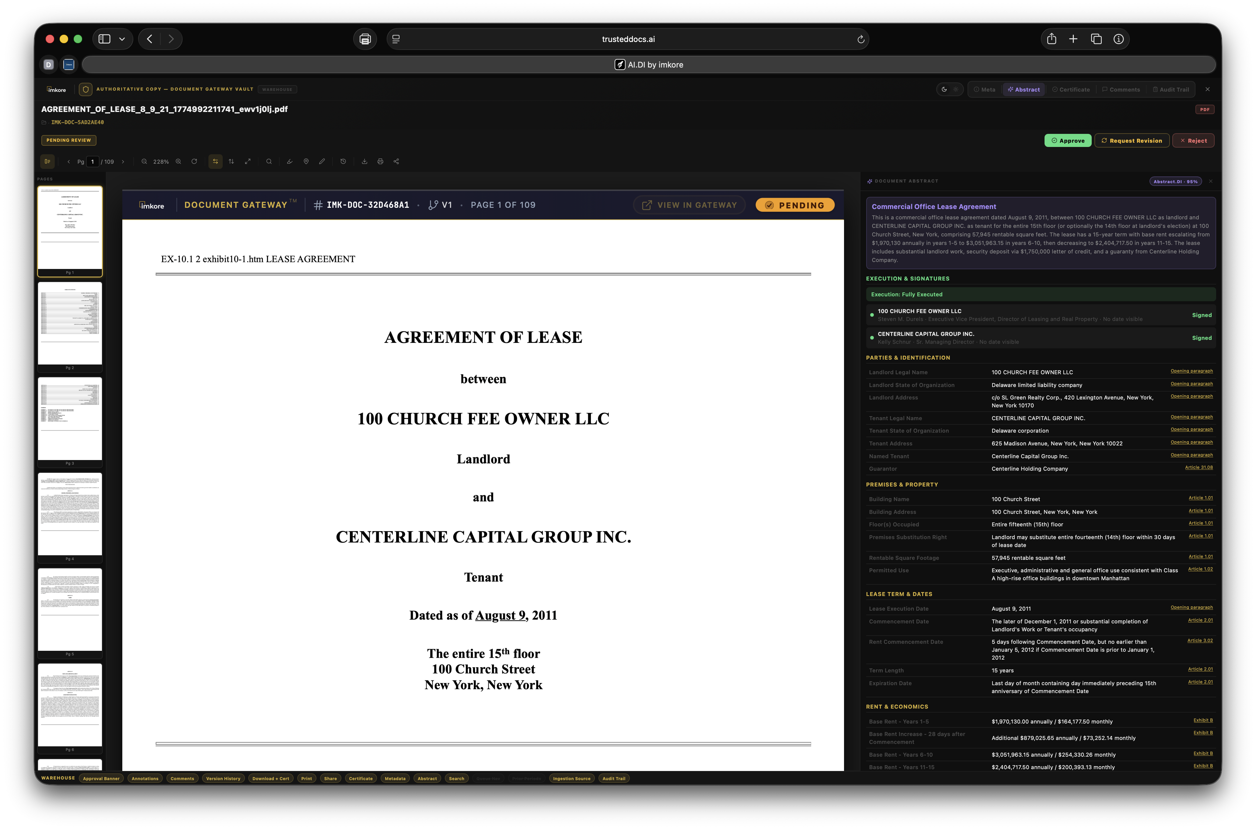 Document viewer with extracted fields
