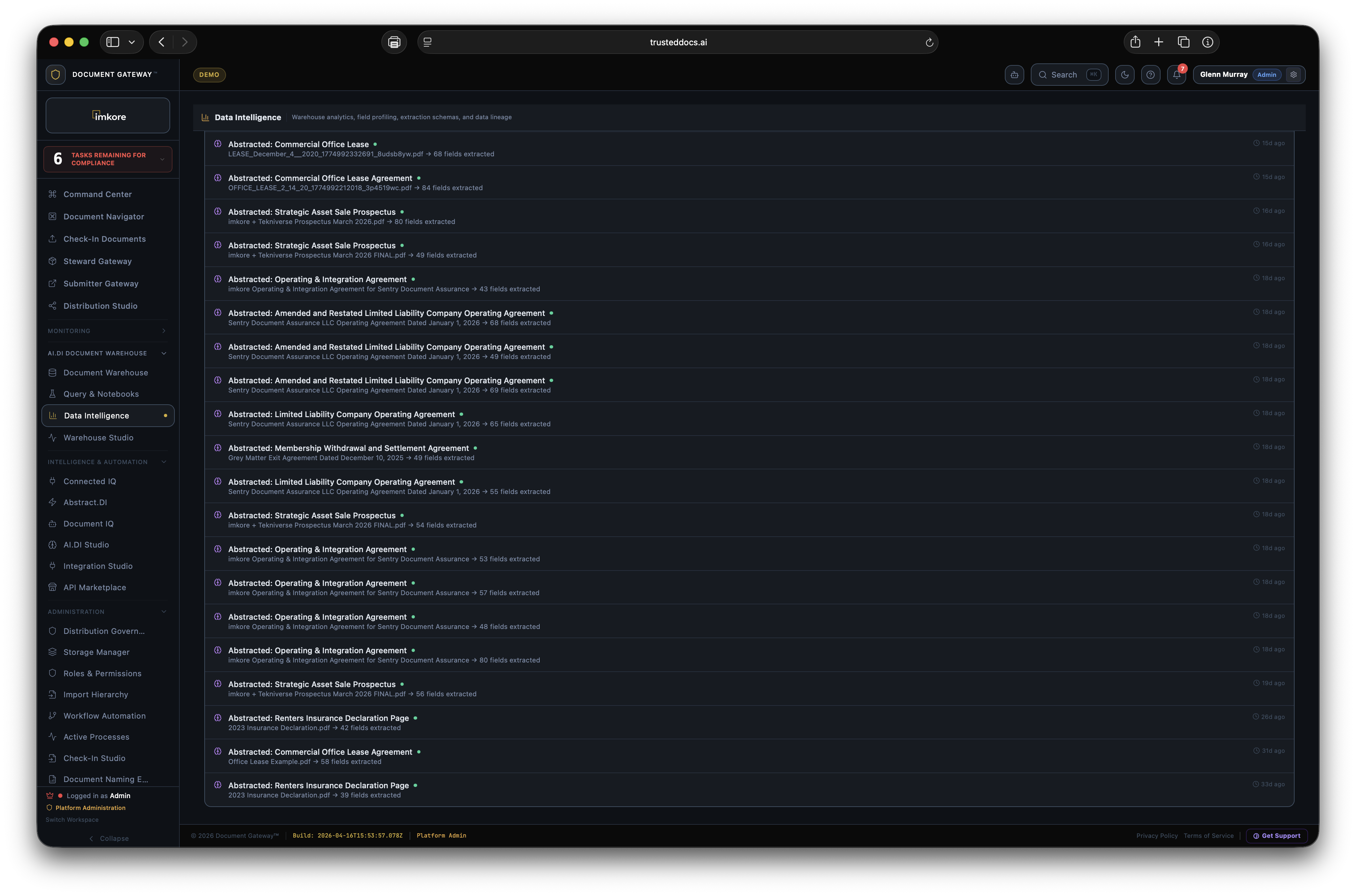 Pipeline events log